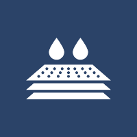 Waterproof fabric icon with droplets symbol.