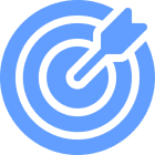 Blue bullseye with arrow in center.